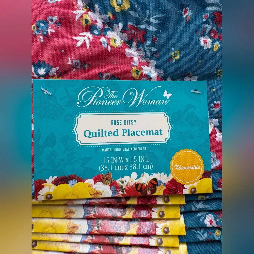 12 pcs The Pioneer Woman Rose Ditsy Quilted Placemat Set 15